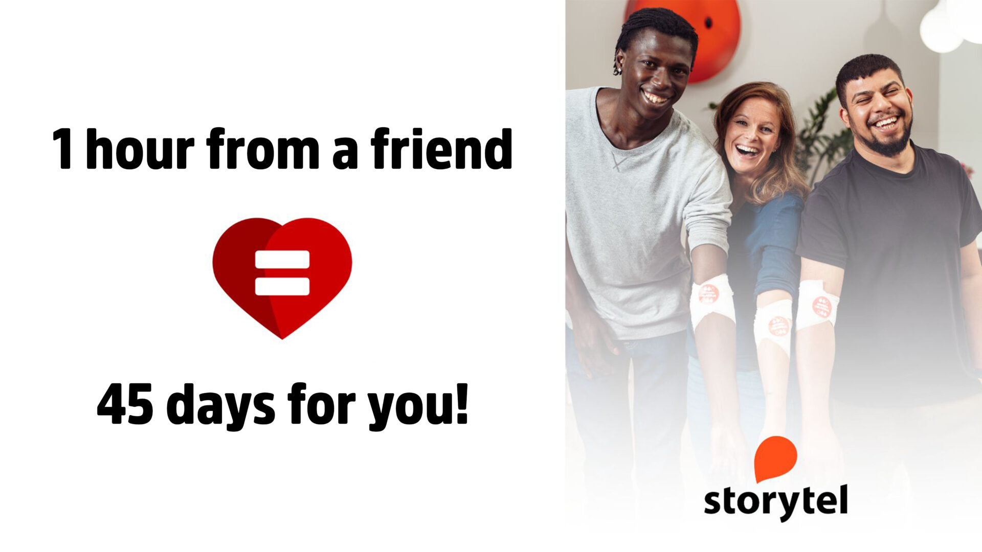 encourage a friend to donate blood and get 75 hours free listening time on Storytel.